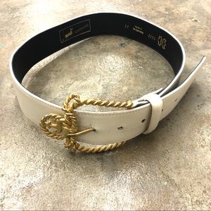 Vintage Buckle Belt Oversized White Nautical Gold